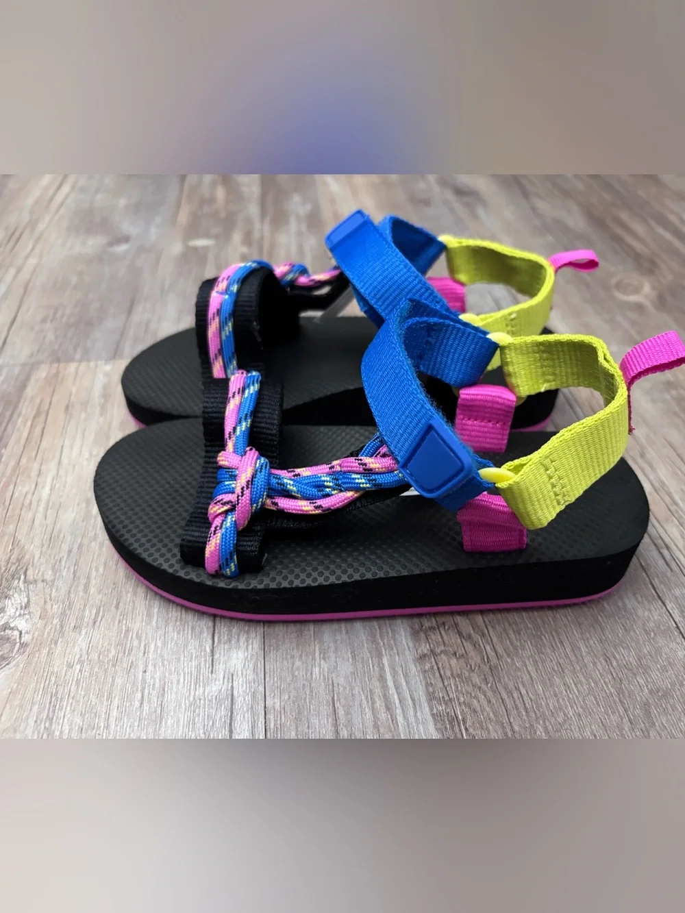 Kids Multicolor Outdoor Sandals - Blue, Yellow & Pink
